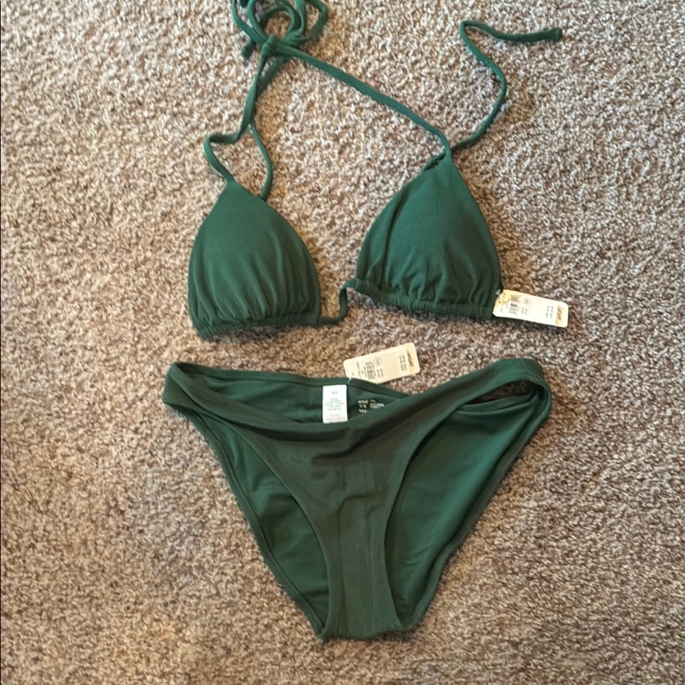 Aerie Green Bikini with Adjustable Triangle Top
